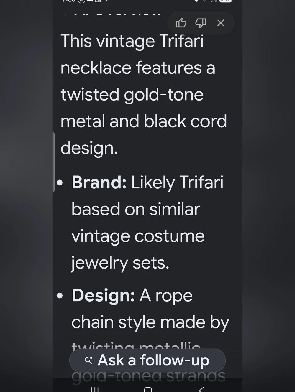 Trifari Twisted  Gold and Black Rope Necklace and Bracelet Set